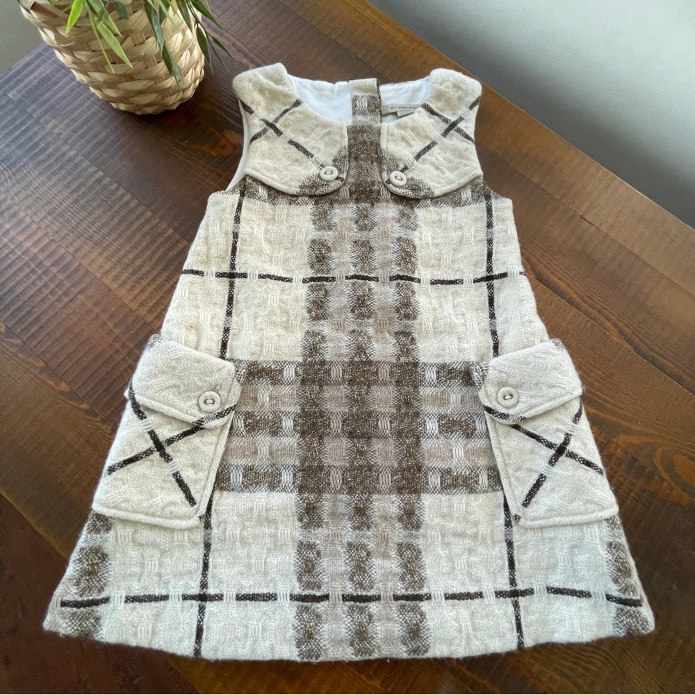Burberry Cream and Brown Kids Dress